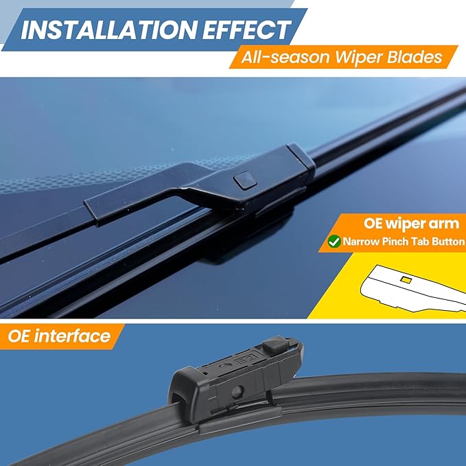 GSPSCN 3 Wipers Replacement for Volvo V90 2021-2018，XC40 2024-2019，XC90 2024-2016，V90 Cross Country 2024-2017 Original Equipment Windshield Wiper Blades 24"+20"+14" (set of 3) Top Lock