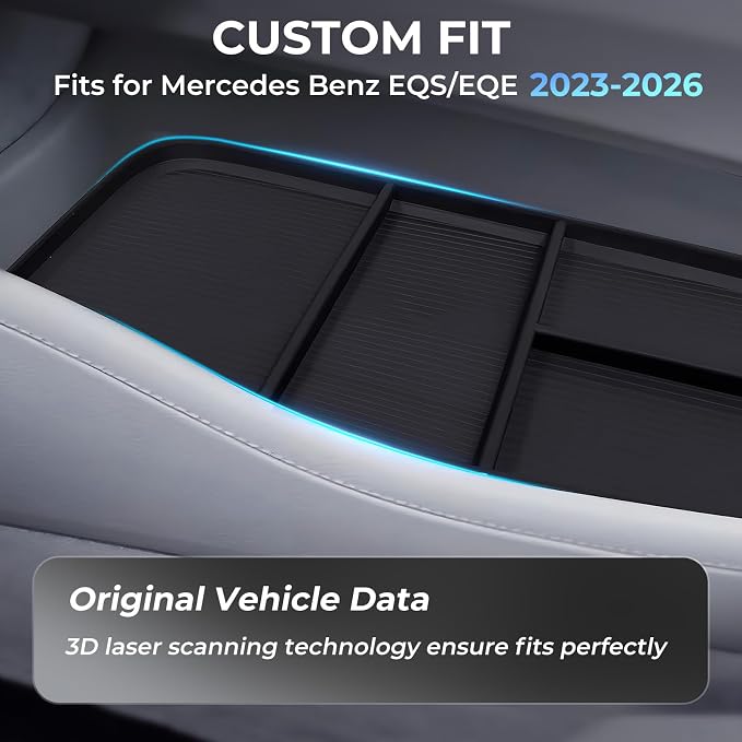 Lower Center Console Organizer Storage Tray for Mercedes Benz EQS 450+ 400 580 AMG SUV/EQE 350 350+ 500, Interior Accessories Insert Storage Tray for 2026 2025 2024 2023 EQS/EQE, Black