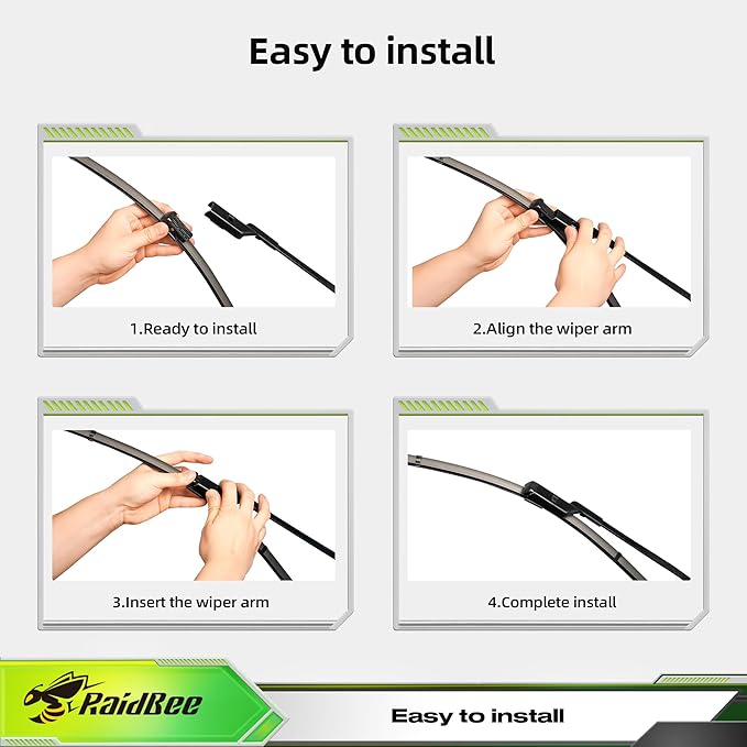 Raidbee® Silicone Windshield Wiper blades Replacement for VW Volkswagen Passat 2006-2010 Jetta 2007-2010 All-Season Silicone Windshield Wipers 24" 19"