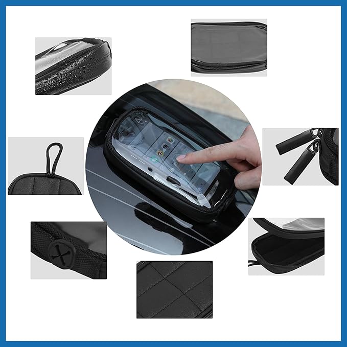 Universal 7'' Magnetic Tank Bag with Headphone Hole PU Leather Waterproof Motorbike Saddlebag for Motorcycle Item Replacement