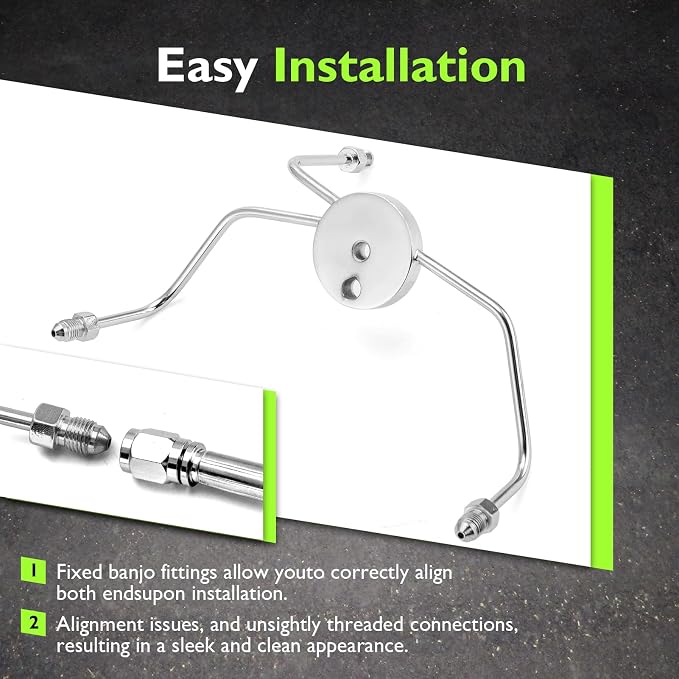 Mofun 57" Upper and Lower Hydraulic Brake Line Kit Non-ABS Compatible with Harley Touring Road Glide Road King 1999-2007, Fit Street Electra Glide 1996-2007 Non-ABS, Fit 14"-16" Handlebar, Chrome