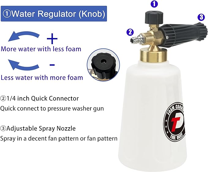 Tool Daily Pressure Washer Foam Cannon for Car Wash, Pressure Washer Adapter Set with Swivel