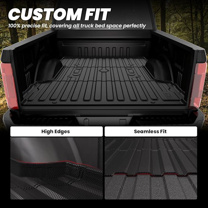 LASFIT Bed Mat 6.75ft for Ford F250 F350 F450 2017-2026 Super Duty 81.9" Truck Bed Liner, All Weather TPE Car Bed Mat for F-250 F-350 F-450, 1PC Black