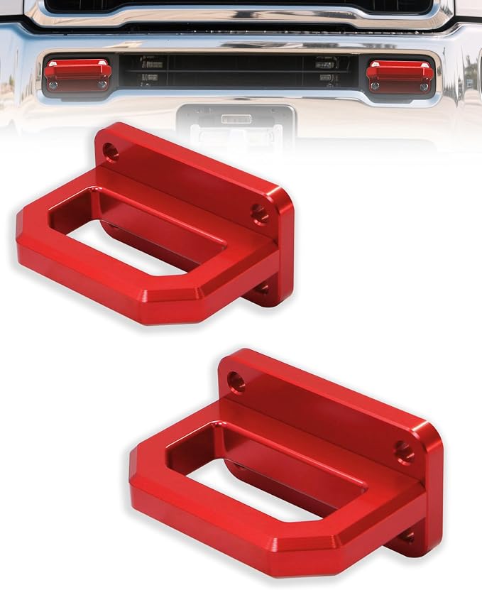 Front Tow Hooks, D-Ring Shackle Compatible with 2003-2018 Ram 2500 3500 2WD & 4WD - Replace OEM 68171791AA, 52020587AB (Red)