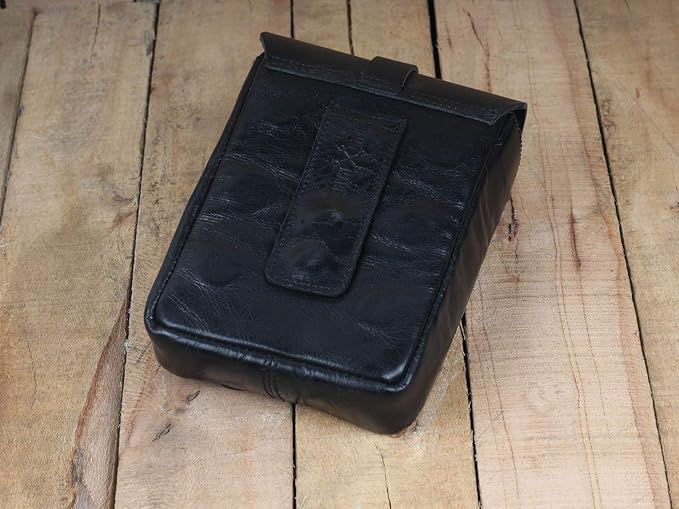 Trip Machine Company Genuine Leather Motorcycle Magnetic Fuel Tank Pouch to Carry All Your Riding Essentials (Black)