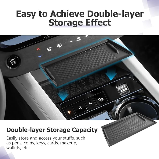 LUWU Center Console Organizer for 2025 2026 Nissan Murano SL/SV/Platinum Accessories Armrest Storage Box, Center Console Wireless Charging Protective Mat Murano 2026 Accessories 2-Pack