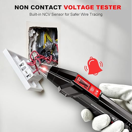 Circuit Breaker Finder with Outlet Tester, Quick GFCI, Voltage, AC 90-135V Electrical Circuit Tracer with Dual LCD Display, Batteries and Carrying Case