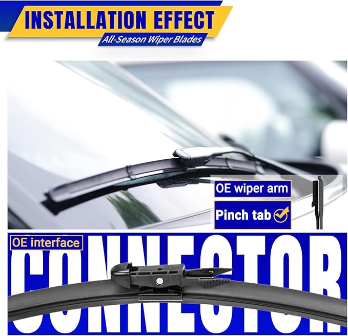 3 wipers Replacement for 2012-2018 Ford Focus, Windshield Wiper Blades Original Equipment Replacement - 28"/28"/12" (Set of 3) Pinch Tap