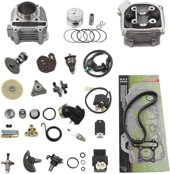 GY6 Cylinder Rebuild Kits Trkimal 47mm 80cc Big Bore Upgrade Kits for 49cc 50cc 139QMB Engines 64mm Valve scooter moped parts, GY6 Engine parts for Chinese Scooter(64mm Valve Length)