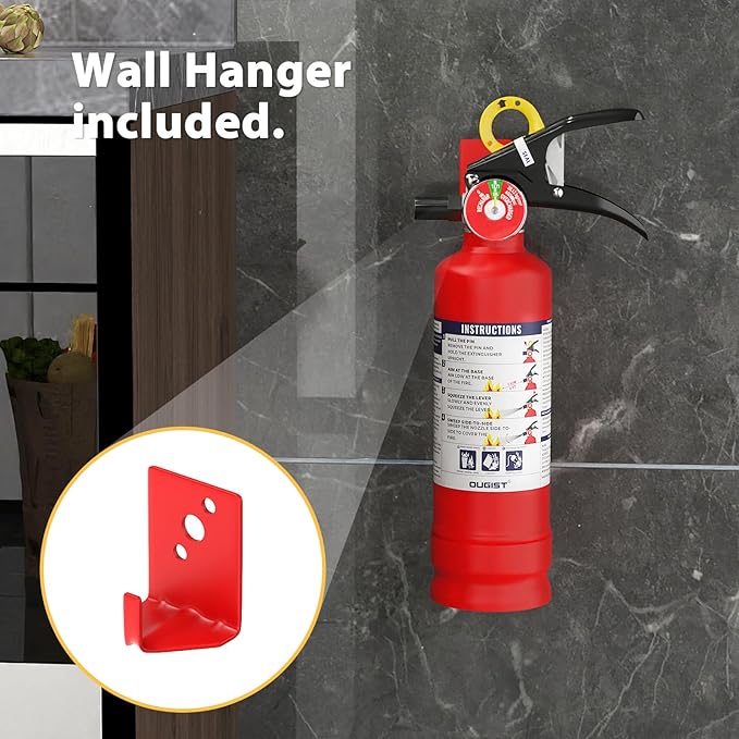 Ougist ABC Fire Extinguisher for Home & Vehicle - 2.5 lb 1-A:10-B:C Rated, Dry Chemical Fire Safety with Quick-Release Handle, Certified for Kitchen/Car/Boat Use-Model FF1KG-2Pack