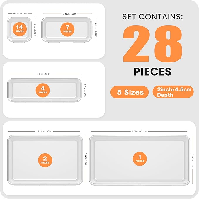 A-LuGei 【XL Size Only Us】 Drawer Organizer, 【𝟱𝗦𝗶𝘇𝗲】 Makeup organizer, 【Holds 177 Items】 Bathroom Organizers and Storage, Organization and Storage, Desk Drawer Organizer for Bathroom Vanity