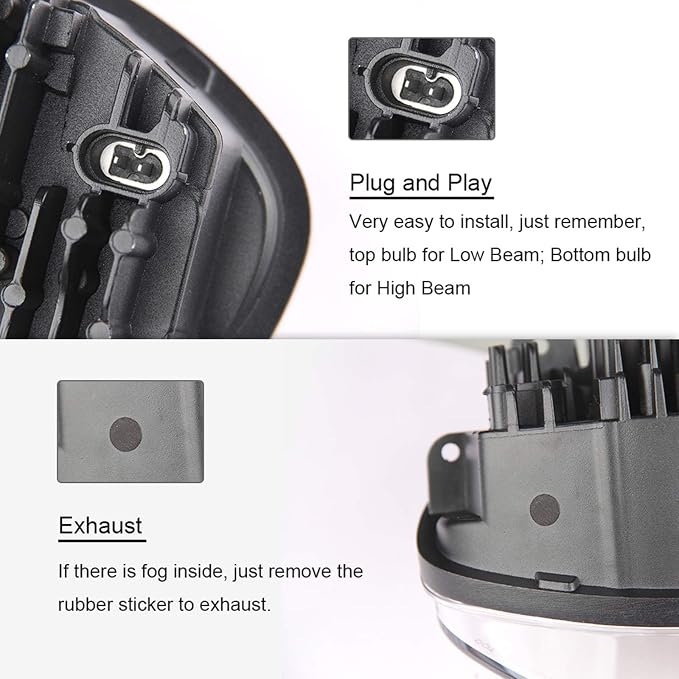 SUNPIE Motorcycle LED Headlight Assembly Compatible with Victory Cross Country/Hammer 8 Ball/High-Ball/Magnum 2008-2017, 60W High Low Beam Bright White Black Bezel Head Lights Motorbike