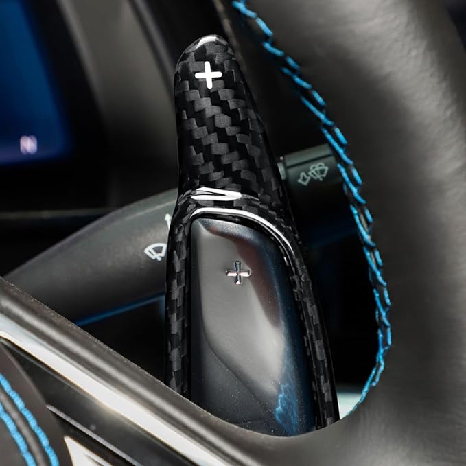 Steering Wheel Paddles Covers with Real Carbon Fiber - 2PCS for Corvette C8 Steering Wheel Paddles Stickers, Steering Wheel Accessories for Corvette C8 2020 2021 2022 2023 2024 2025 (Black)