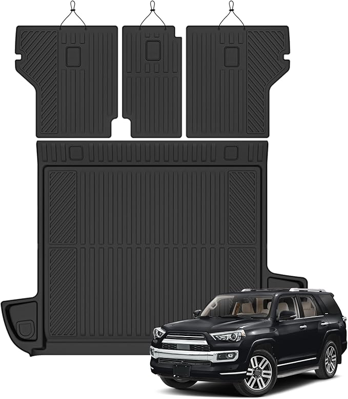 Cargo Mat for 2013-2024 Toyota 4Runner 5-Seater, All Weather TPE Cargo Liner and Backrest Mats Protectors for Toyota 4Runner Trunk Mat Accessories