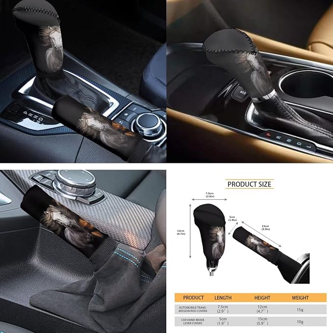 Wild Horse Automotive Seat Cover Set 12 Pcs Center Console Cover Car Seat Belt Pad Cover Steering Wheel Cover Elastic Fabrics Hand Brake Cover Suitable for Most Cars,SUV