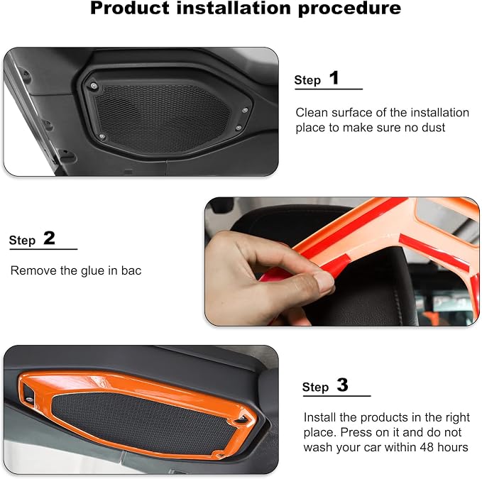 RT-TCZ A Pillar Speaker Trim Cover & Roof Speaker Audio Trim Cover Ring Kit Decoration Interior Accessories for Jeep Wrangler JL JLU & Gladiator JT 2018-2022,Orange