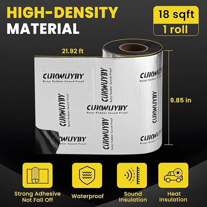Butyl Sound Deadening 18 sqft Sound Deading Material for Cars Powerful Noise Reduction Sound Deadening Mat Automotive Sound Deadener Heat Sound Insulation Mat Soundproofing
