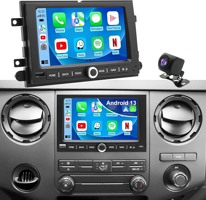 5G WiFi Car Radio for Ford F150 F-150 2004-2008, F250/F350 2006-2016, Edge 2007-2010, E150/E250/E350 2009-2014, 7'' Touch Screen Stereo Headunit with Wireless Carplay Android Auto GPS BT FM SWC Camera