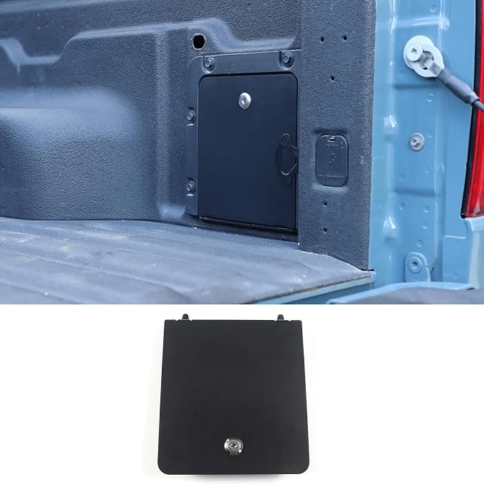 Lcojicep Trunk Bed Security Lockbox Cover Compatible with Ford Maverick 2022-2025，Truck Bed Side Storage Box Lockbox Cover Replacement ， with lock Storage box panel Cover Accessories (Black A)