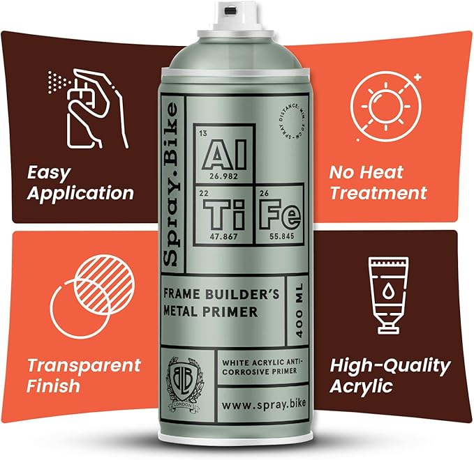 Spray.Bike Frame Builder's Metal Primer | Acrylic Primer Spray Paint for Bicycles | Anti Rust Spray for Metal | Rust & Corrosion Protection | Super Grip, Fast Drying | 400ml, Light Gray