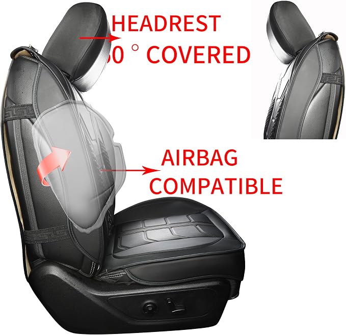 LINGVIDO Tacoma Seat Covers 2016-2022 2023,Fit for Tacoma Seat Cover Crew Cab/Double Cab Brown for Pickup Truck Waterproof Leather Accessories Front Black