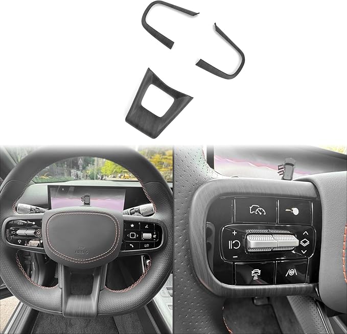 ABS Car Steering Wheel Frame Cover Steering Wheel Button Panel Protection Frame Molding Trim Compatible with GV70 Sport 2025 [PE] Accessories (Wood Grain Style)