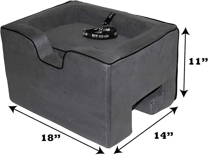 Pet Gear Lookout Booster Car Seat, Charcoal | Removable Comfort Pillow, Safety Tether Included, Installs in Seconds, No Tools Required