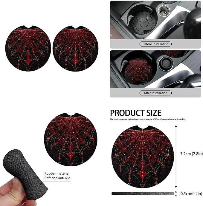 13 Pcs Gothic Spider Web Pattern Car Accessories Set Halloween Spider Web Painting Front and Rear Seat Protection Universal for SUV Truck Vans Sedans