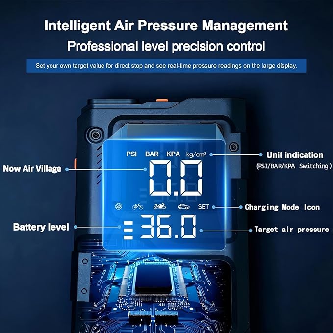 Jump Starter 12V, 10000mah Jump Starter with Air Pump and Compressor, Portable Jump Box, LCD Display,LED Emergency Light,Power Bank & Jumper Cables,for 8.5L Gas and 6.5L Diesel Engines