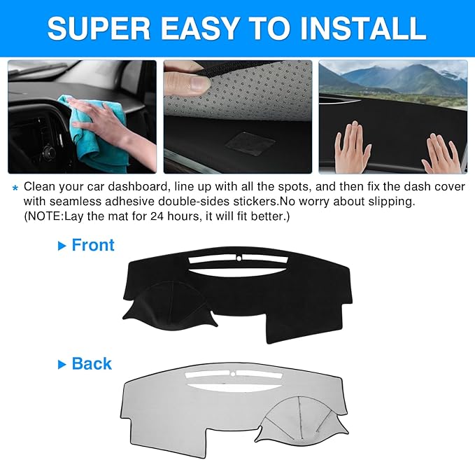 Autorder Dashboard Cover Mat for 2007-2011 Toyota Camry Accessories Dash Cover Upgrade Velvet Dash Mat Sunshade Glare UV Rays Protector