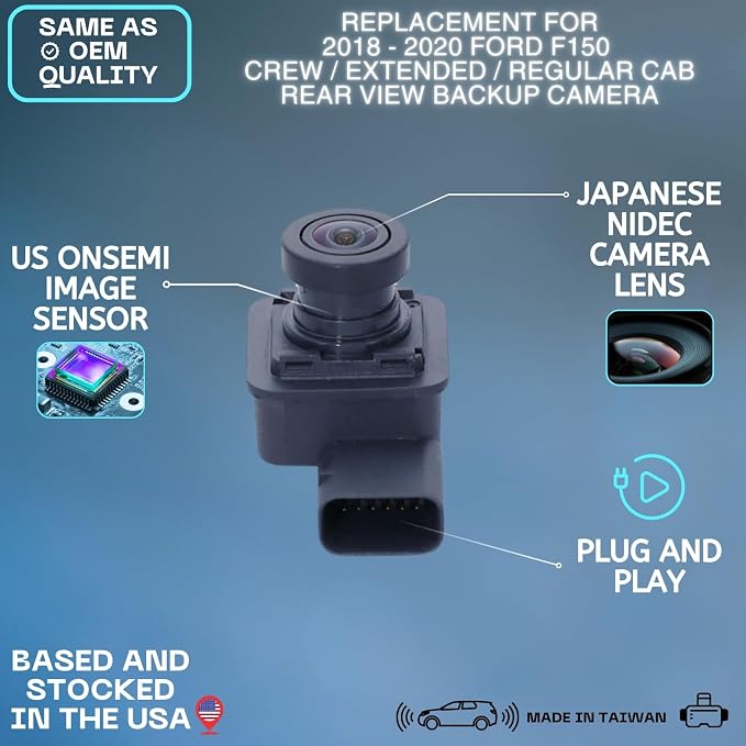 Backup Camera Replaces for 2018 2019 2020 Ford F150 Crew/Extended/Regular CAB OE Part # JL3Z19G490C JL3T19G490BD