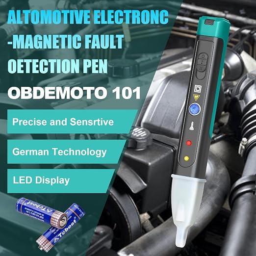 Automotive Electronic Magnetic Faults Indicator, OBDEMOTO 101 Automotive Electronic Faults Detector,Car Spark Tester and Voltage Tester Pen with LED Display & Two Batteries