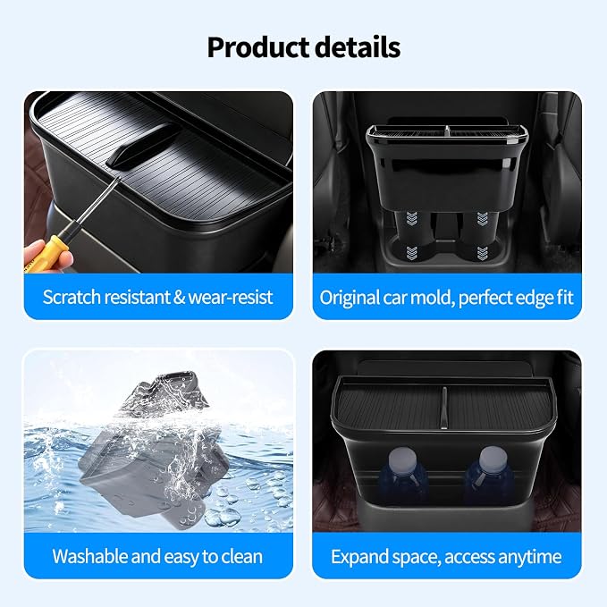 5PCS Rear Center Console Trash Can for Toyota Sienna 2021-2024 2025 2026 Accessories, Cup Holder Multifunctional Storage Box