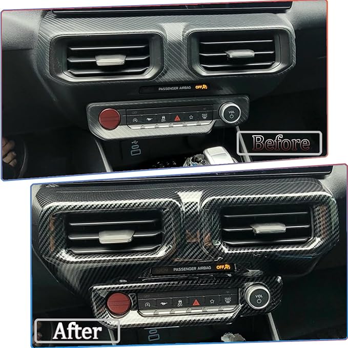 MUXEE A/C Vent Trim Panel Cover, for Ford Mustang 2024 2025 2026 - ABS Carbon Fiber Dashboard AC Air Vent Outlet Grain Sport Interior Trim Accessories（B-Shape）