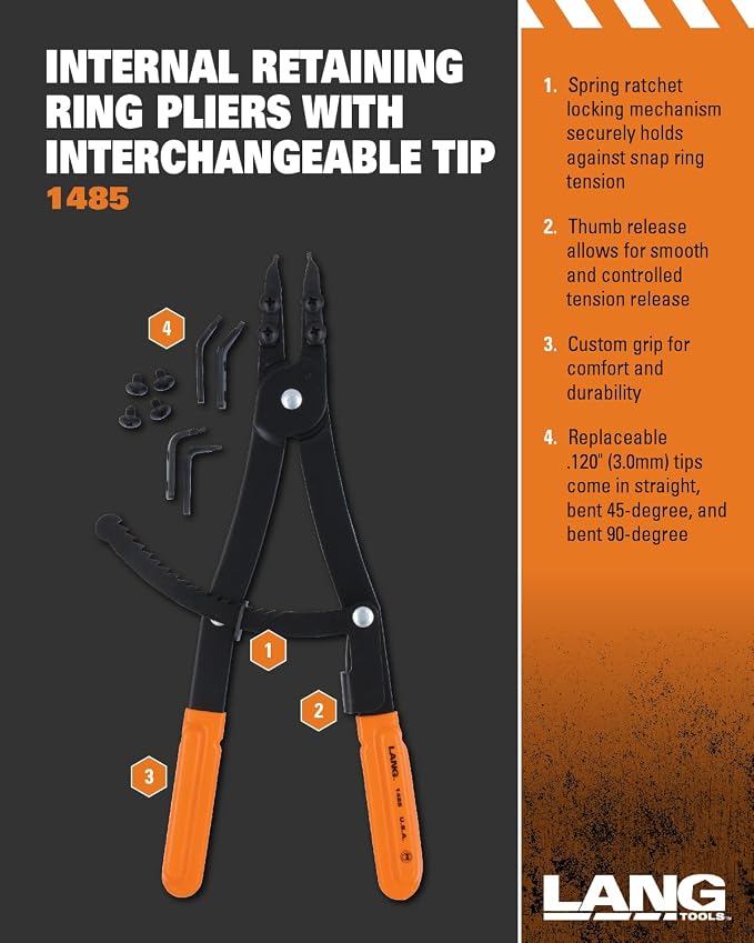 Lang Tools 1485 Heavy Duty Internal Retaining Ring Pliers
