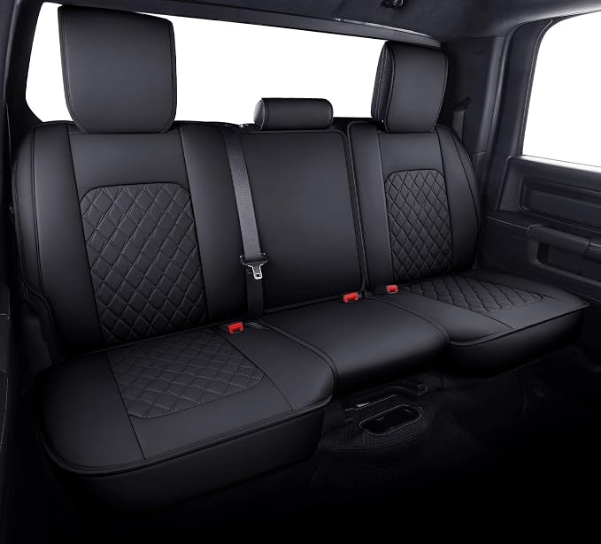 Aierxuan Dodge Ram Car Seat Covers Custom Fit 2009-2026 1500, 2010-2026 2500/3500 Laramie Big Horn Longhorn Crew Quad Regular Cab Waterproof Leather Truck Pickup Cushions(Full Set/Black)