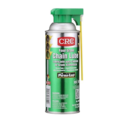 CRC Food Grade Chain Lube 03055 – 12 Wt. Oz. Aerosol, NSF H1 Gear, Chain, and Wire Lubricant