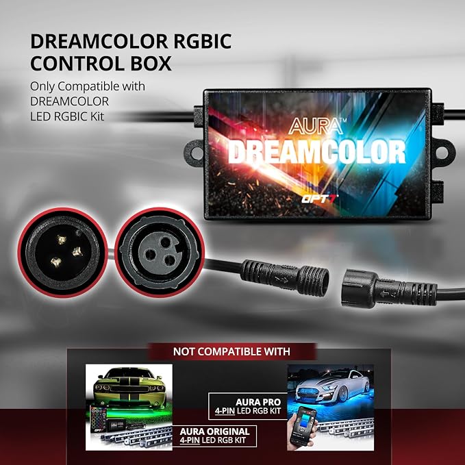 DreamColor Interior & Underglow RGB-IC LED Chasing Lights Bundle Kit with APP & Remote, Neon Accent Under Dash Lights for Car Accessories, Ambient Music Modes, 8PCS Flexible Light Strips