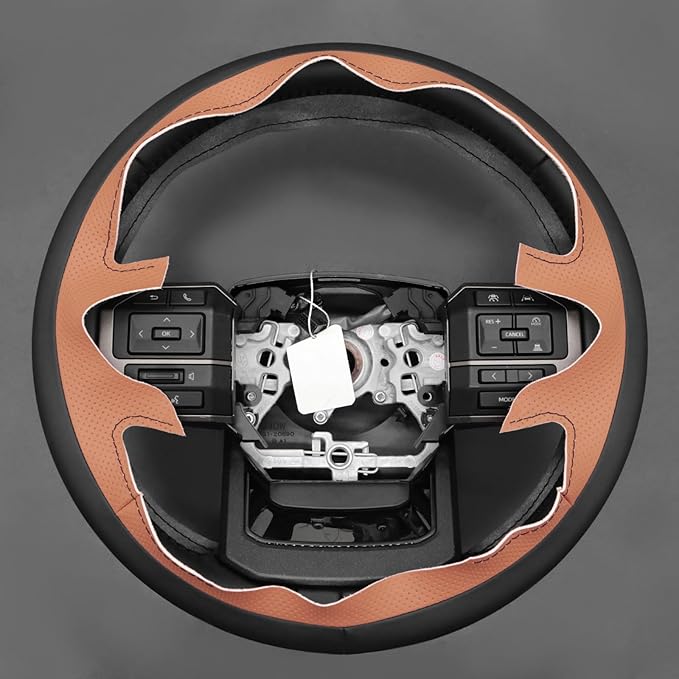 MEWANT Hand Stitch Steering Wheel Cover for Toyota Land Cruiser 2024-2026, Custom Fit DIY Wrap Interior Accessories
