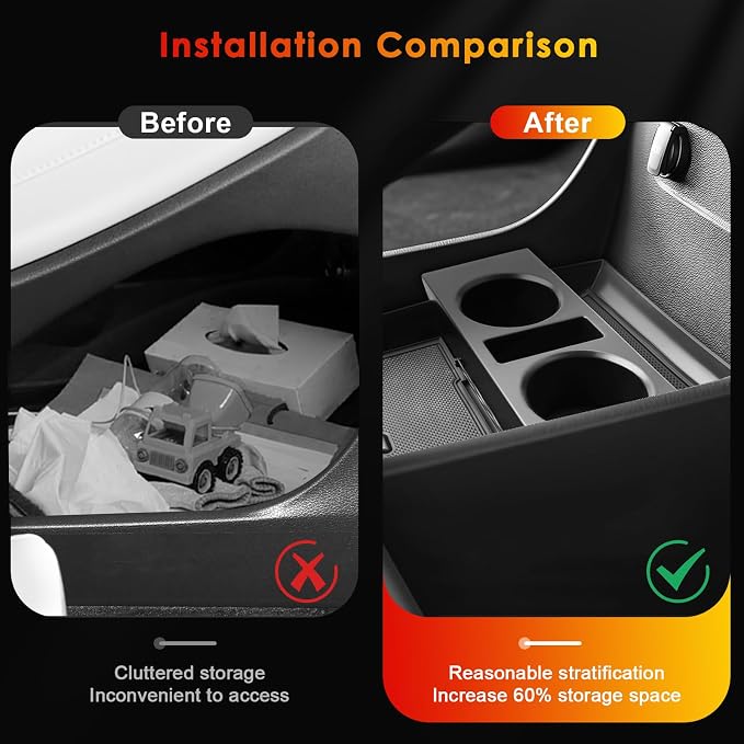 for 2024 Palisade Lower Console Organizer for 2023-2025 Hyundai Palisade SE/SEL/XRT/Limited/Calligraphy Under Console Tray Palisade Accessories (23-25 Palisade ABS Under Organizer w/Cup Holder)