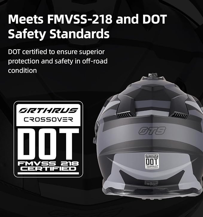 Orthrus Dual Sport Adventure Motorcycle Helmet DOT Certified for Adults, UV Protected Dual Visor & Intercom Slot, ATV UTV Dirt Bike Snowmobile Off Road Helmets