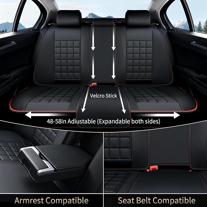 FLORICH Car Seat Covers Full Set, Leather Seat Covers for Cars, Waterproof Car Seat Protectors 5 Seats, Front and Rear Seat Covers for Cars, Automotive Seat Covers Protector Fit for Most Cars Trucks