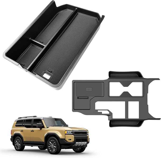 Center Console Organizer for 2024-2025 Toyota Land Cruiser Prado LC250 Center Console Cover Armrest Storage Tray Insert for Land Cruiser Accessories(Not fit Cool Box&W/o Wireless Charger)