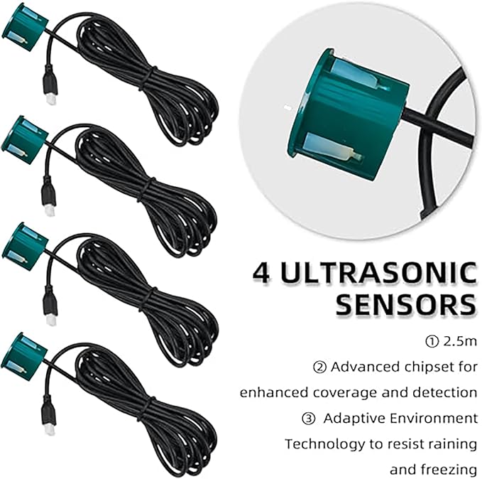 LCD Parking Sensor Kit - Displays Data on Original Screen, Easy Rear Installation, Compatible with All Camera Formats (AHD, CVBS), 18 Probe Colors to Match Any Vehicle（Green）