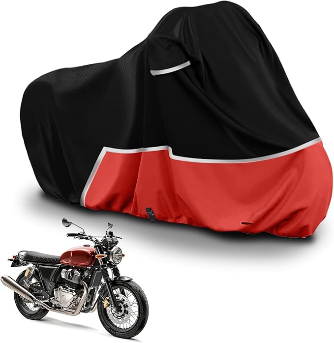 Waterproof Motorcycle Cover Compatible with Royal Enfield Classic 350 650/Continental GT 650/ Interceptor 650, 420D Oxford Cloth Cover for Snow Rain Dust Protection