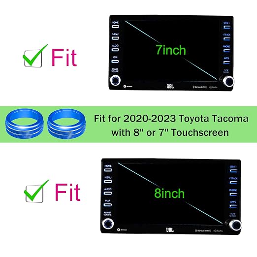 for Toyota Tacoma Accessories 2023 2022 2021 2020 with 8" or 7" Touchscreens Knob Covers - AC Vent Ring Button Knob Covers for Air Conditioner Volume Mirror Push Start Stop Button Trim 12Pcs (Blue)
