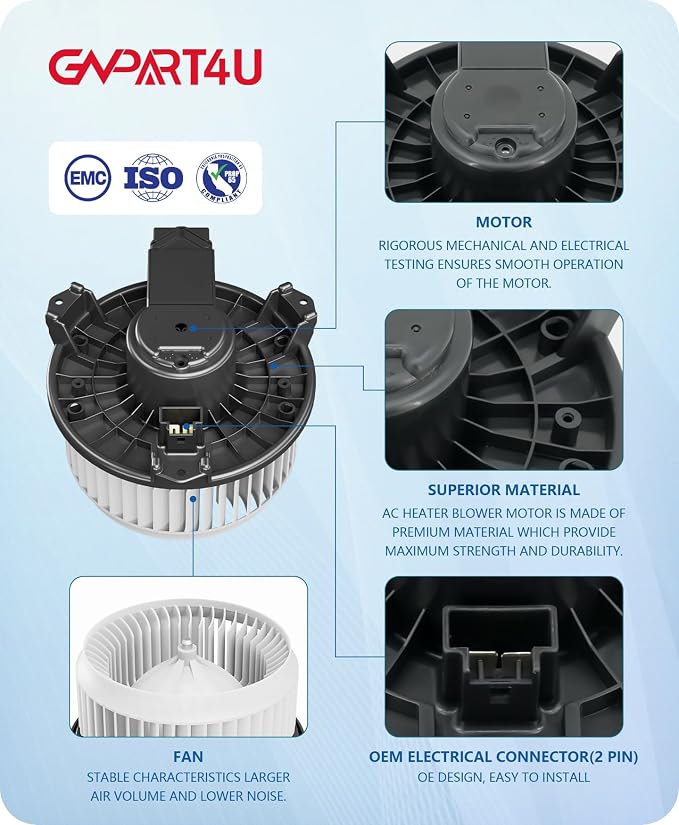 Front Blower Motor 700203 for 2007-2018 Dodge Ram 1500 2500 3500, for 2007-2017 Honda CRV Accord Pilot Odyssey, 2008 2009 2010 2011 2012 2013 2014 2015 2016 for Jeep Patriot Wrangler
