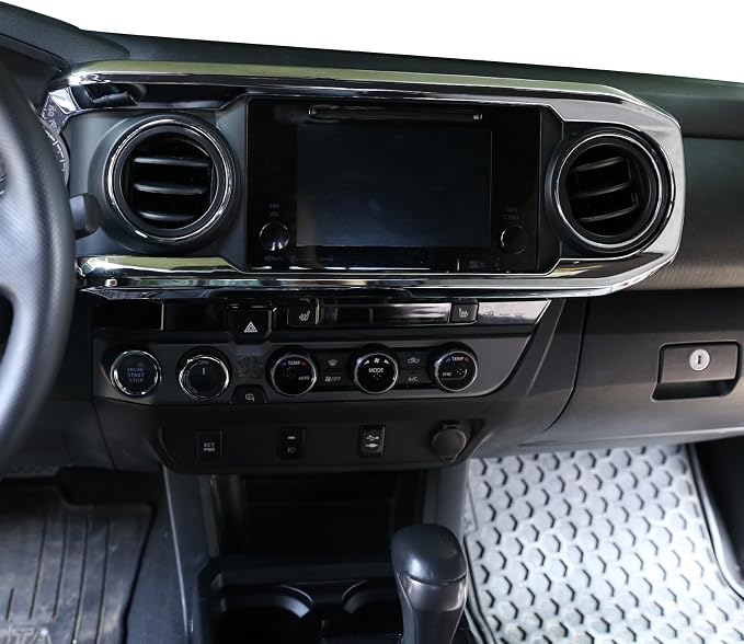 14PCS Full Set Interior Decoration Trim Kit Compatible with Toyot@ Tacoma 2016-2022 Central Control Dashboard Frame Cover Shift Knob Cover Air Vent Trim Cover Window Button Cover (Silver Gloss)