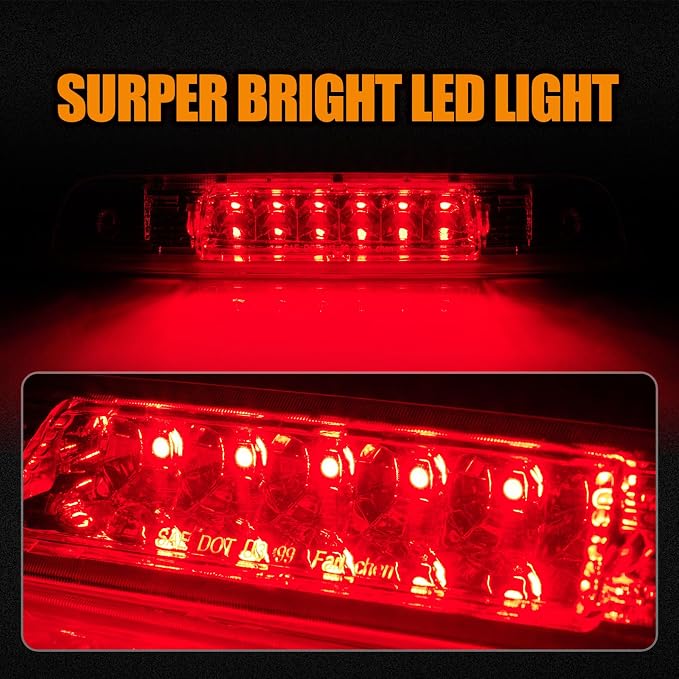 Third 3rd Brake Light LED for 2001 2002 2003 Toyota Highlander, High Mount Rear Brake Lights Assembly for 01 02 03 Highlander, Waterproof Center Cab Lamp Stop Light