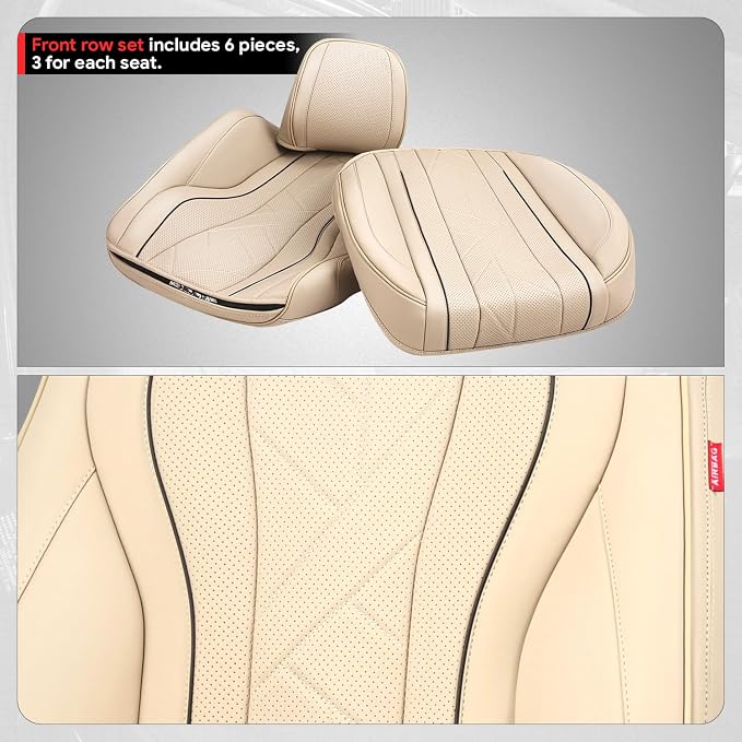 Touring Series Leatherette Front Row Set Seat Covers Universal for Cars Trucks SUV, Beige, CA-SC-Touring-F-BE